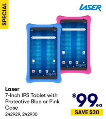 BIG W Laser 7-Inch IPS Tablet with Protective Blue or Pink Case offer