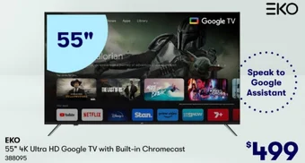 BIG W EKO 55 4K Ultra HD Google TV with Built-in Chromecast offer