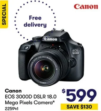 BIG W Canon EOS 3000D DSLR 18.0 Mega Pixels Camera offer
