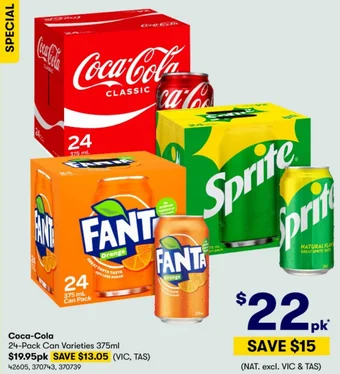 BIG W Coca-Cola 24-Pack Can Varieties 375ml offer