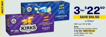 BIG W Kirks 24-Pack Can Varieties 375ml offer