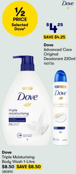 BIG W Dove Triple Moisturising Body Wash 1-Litre offer