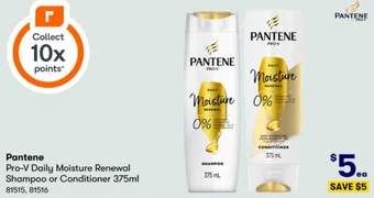 BIG W Pantene Pro-V Daily Moisture Renewal Shampoo or Conditioner 375ml offer
