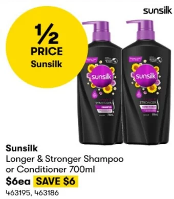 BIG W Sunsilk Longer & Stronger Shampoo or Conditioner 700ml offer