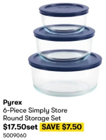 Pyrex 6-Piece Simply Store Round Storage Set