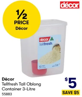 BIG W Décor Tellfresh Tall Oblong Container 3-Litre offer