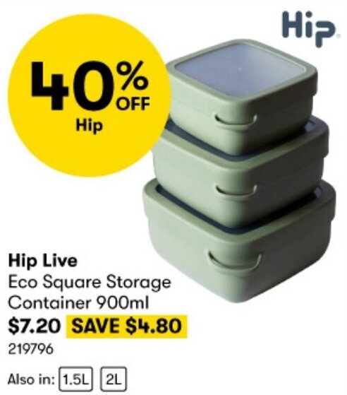 BIG W Hip Live Eco Square Storage Container 900ml offer