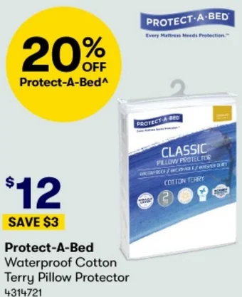 BIG W Protect-A-Bed Waterproof Cotton Terry Pillow Protector offer