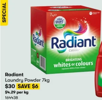 BIG W Radiant Laundry Powder 7kg offer