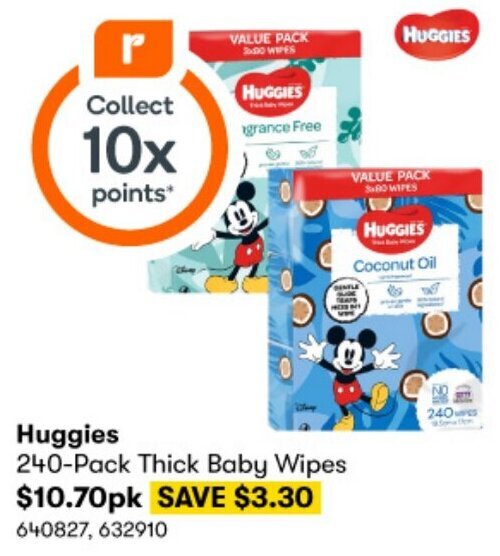 BIG W Huggies 240-Pack Thick Baby Wipes offer