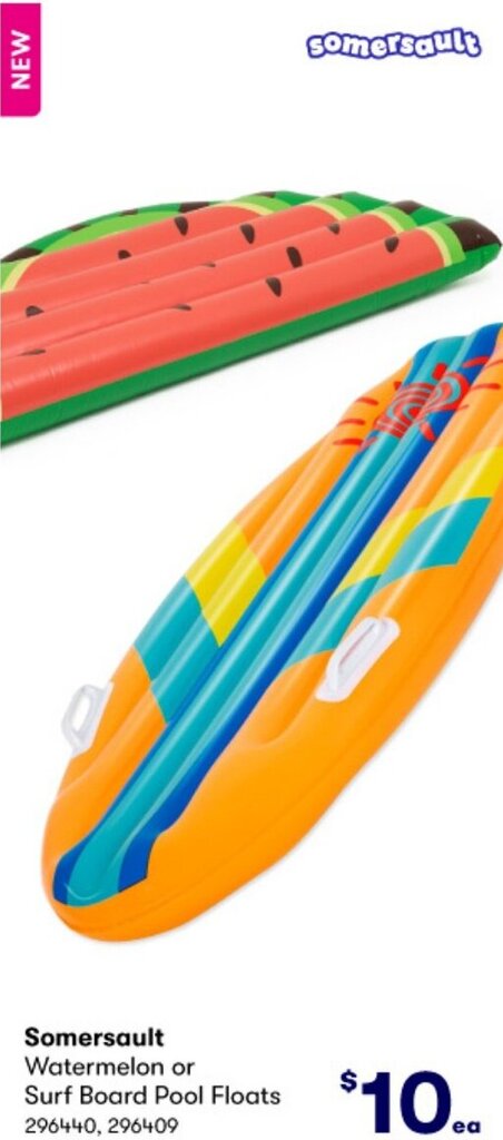 BIG W Somersault Watermelon or Surf Board Pool Floats offer