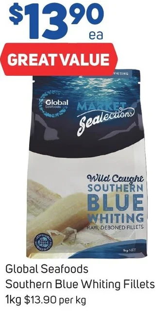 Foodland Global Seafoods Southern Blue Whiting Fillets 1kg offer