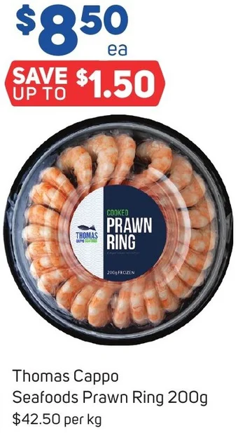 Foodland Thomas Cappo Seafoods Prawn Ring 200g offer