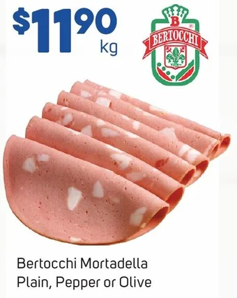 Foodland Bertocchi Mortadella Plain, Pepper or Olive offer