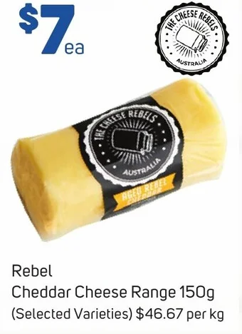 Foodland Rebel Cheddar Cheese Range 150g offer