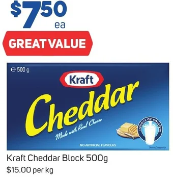 Foodland Kraft Cheddar Block 500g offer