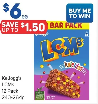 Foodland Kellogg's LCMs 12 Pack 240-264g offer