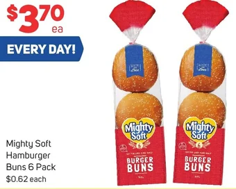 Foodland Mighty Soft Hamburger Buns 6 Pack offer