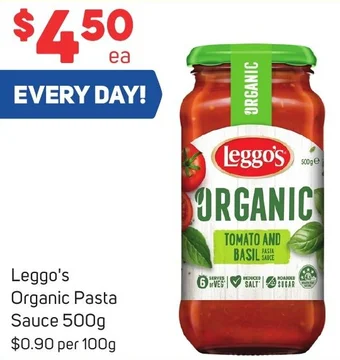 Foodland Leggo's Organic Pasta Sauce 500g offer