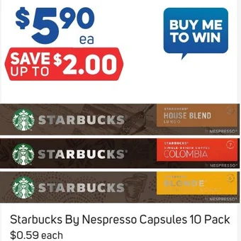 Foodland Starbucks By Nespresso Capsules 10 Pack offer