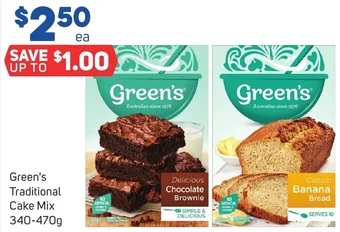 Foodland Green's Traditional Cake Mix 340-470g offer