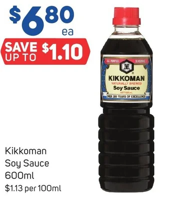 Foodland Kikkoman Soy Sauce 600ml offer