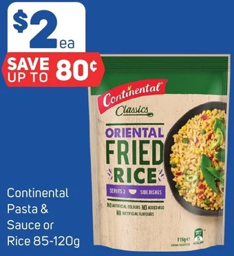 Foodland Continental Pasta & Sauce or Rice 85-120g offer
