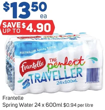Foodland Frantelle Spring Water 24 x 600ml offer