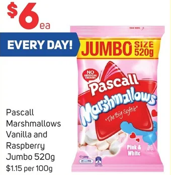 Pascall Marshmallows Vanilla and Raspberry Jumbo 520g