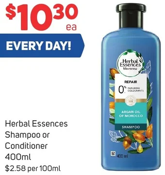 Foodland Herbal Essences Shampoo or Conditioner 400ml offer