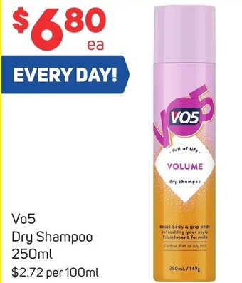 Foodland Vo5 Dry Shampoo 250ml offer