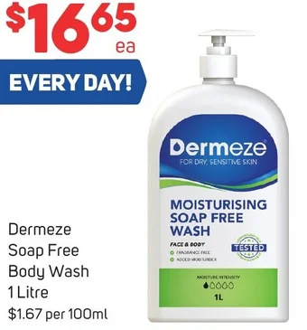 Dermeze Soap Free Body Wash 1 Litre
