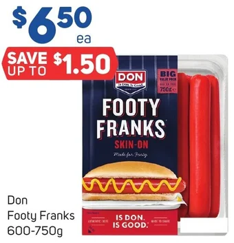 Foodland Don Footy Franks 600-750g offer