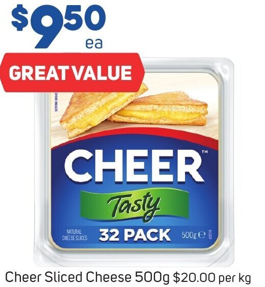Cheer Sliced Cheese 500g offer at Foodland