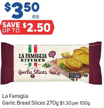 Foodland La Famiglia Garlic Bread Slices 270g offer