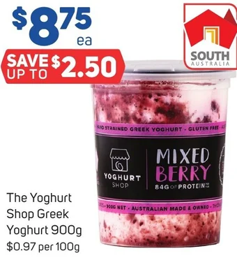 Foodland The Yoghurt Shop Greek Yoghurt 900g offer