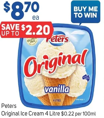Foodland Peters Original Ice Cream 4 Litre offer