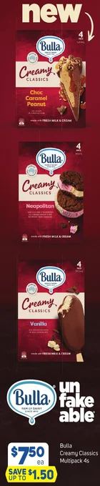 Foodland Bulla Creamy Classics Multipack 4s offer