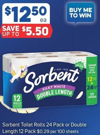 Foodland Sorbent Toilet Rolls 24 Pack or Double Length 12 Pack offer