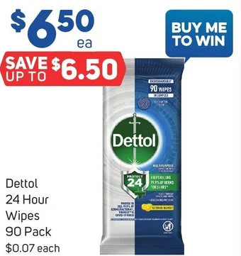 Foodland Dettol 24 Hour Wipes 90 Pack offer