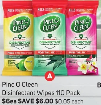 Foodland Pine O Cleen Disinfectant Wipes 110 Pack offer