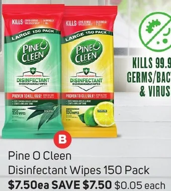 Foodland Pine O Cleen Disinfectant Wipes 150 Pack offer