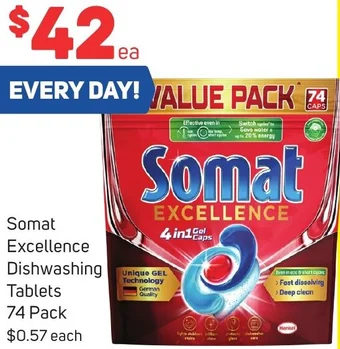 Foodland Somat Excellence Dishwashing Tablets 74 Pack offer