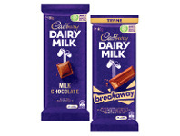 Coles Cadbury Family, Marvellous Creations or Bubbly Block Chocolate 160g-190g offer