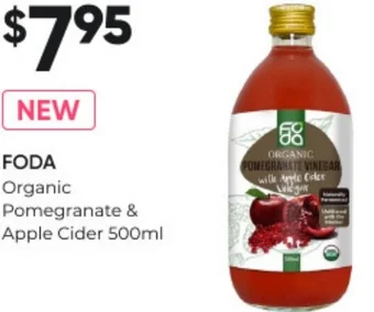 BIG W FODA Organic Pomegranate & Apple Cider 500ml offer