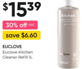 BIG W EUCLOVE Euclove Kitchen Cleaner Refill 1L offer
