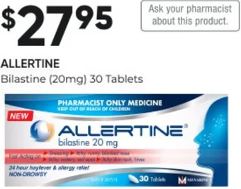 BIG W ALLERTINE Bilastine (20mg) 30 Tablets offer