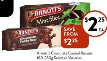 Foodworks Arnott's Chocolate Coated Biscuits 160-250g offer