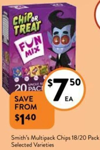 Foodworks Smith's Multipack Chips 18/20 Pack offer