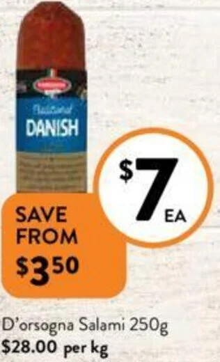Foodworks D'orsogna Salami 250g offer